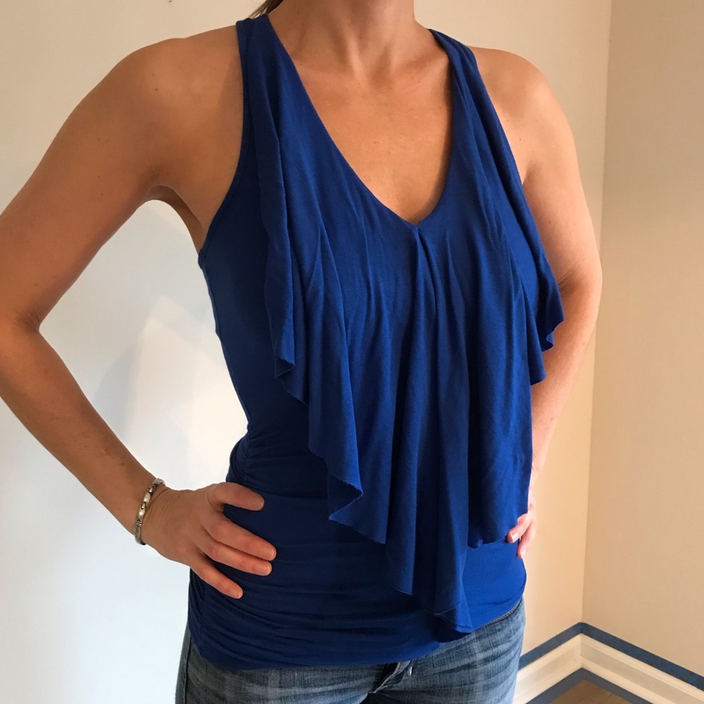 VENUS Ruffled Blue Tank Top - Picture 2 of 3